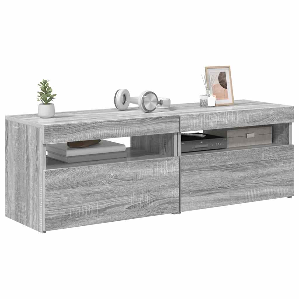 TV ormarići 2 kom s LED svjetlima boja hrasta sonome 60x35x40cm
