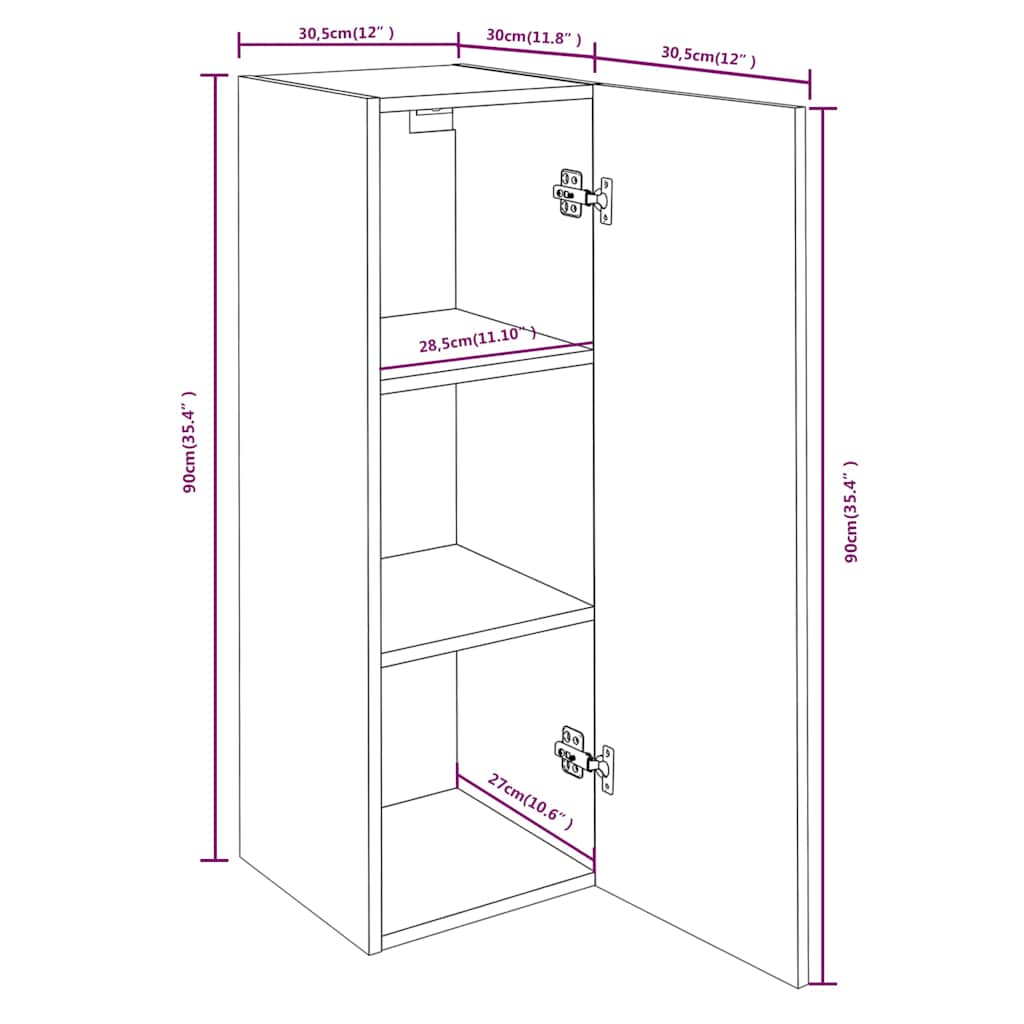 TV ormarići 2 kom boja hrasta 30,5x30x90 cm konstruirano drvo