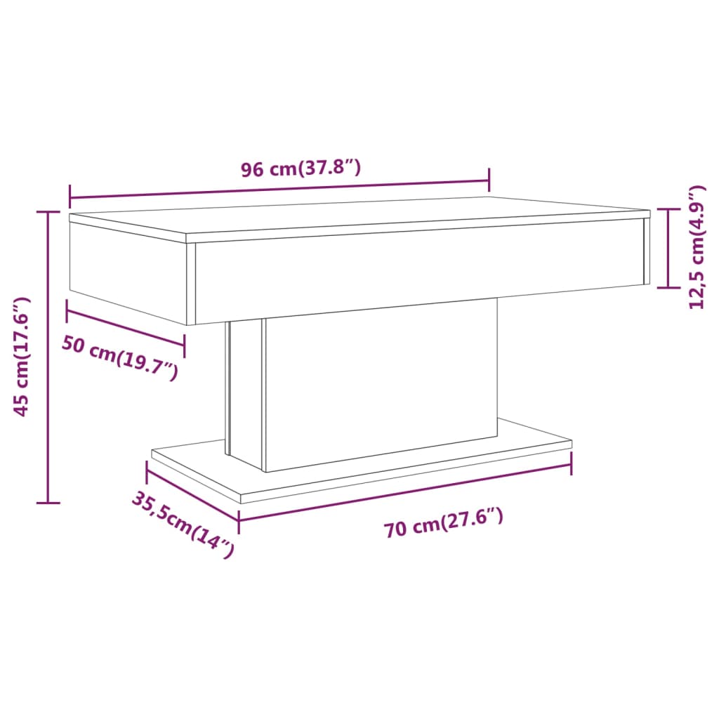 Stolić za kavu boja hrasta 96 x 50 x 45 cm konstruirano drvo