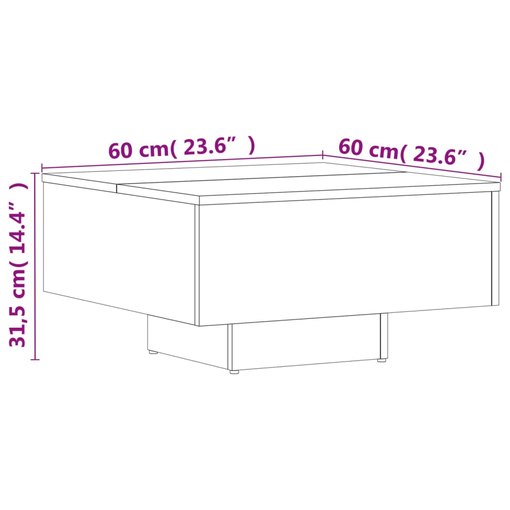 Stolić za kavu hrast sonoma 60 x 60 x 31,5 cm konstruirano drvo