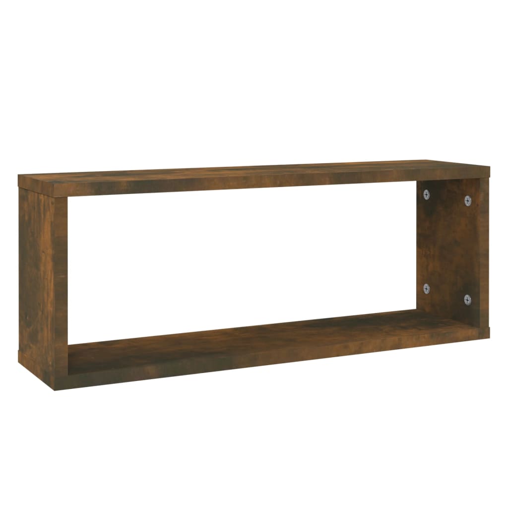 Kockaste zidne police 2 kom dimljeni hrast 60x15x23 cm drvene