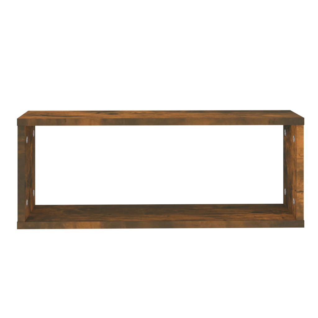Kockaste zidne police 2 kom dimljeni hrast 60x15x23 cm drvene