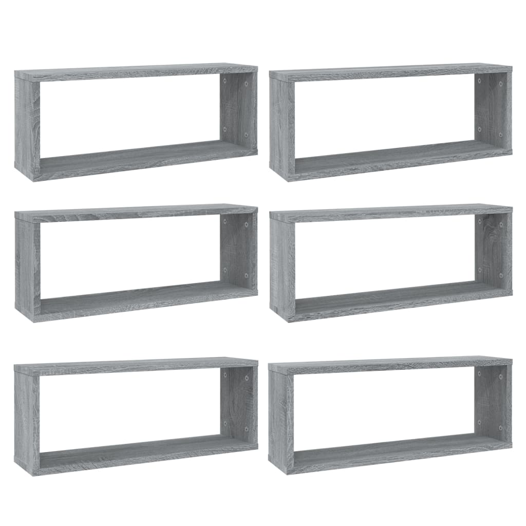 Kockaste zidne police 6 kom hrast sonoma 60 x 15 x 23 cm drvene