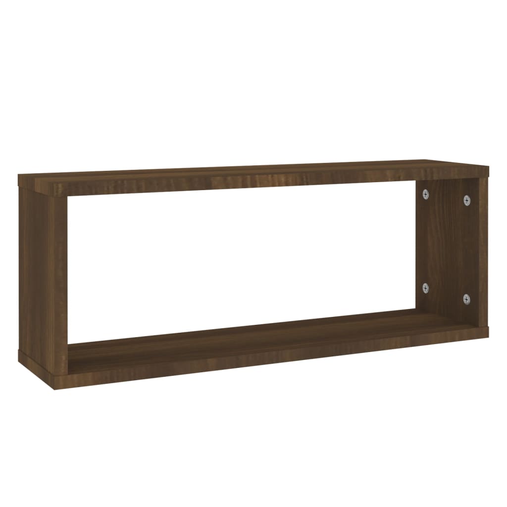 Kockaste zidne police 2 kom smeđi hrast 60 x 15 x 23 cm drvene