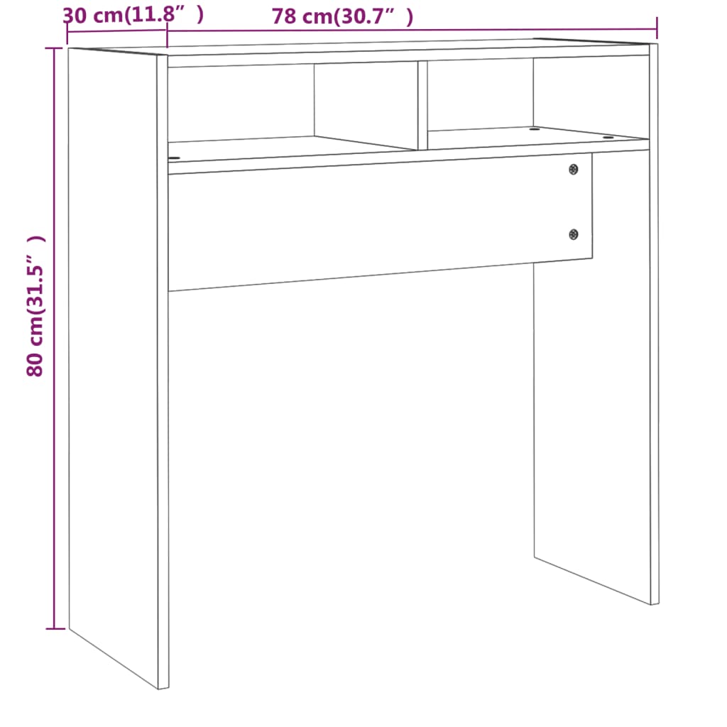 Konzolni stol boja hrasta sonome 78x30x80 cm konstruirano drvo