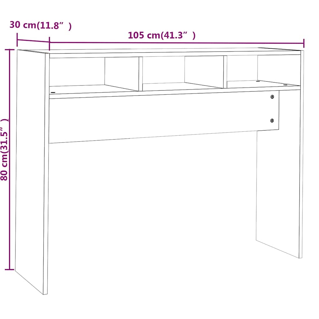 Konzolni stol dimljeni hrast 105x30x80 cm od konstruiranog drva