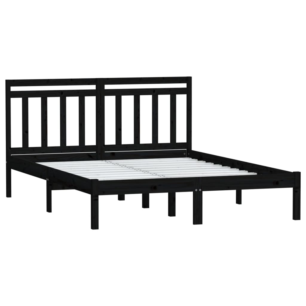 Okvir za krevet od masivne borovine crni 140 x 190 cm crni