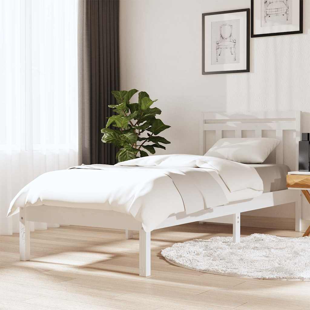 Okvir za krevet od masivne borovine bijeli 100 x 200 cm