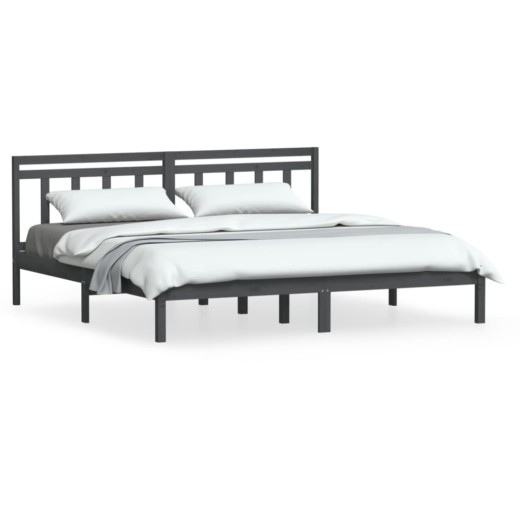 Okvir za krevet od masivne borovine sivi 200 x 200 cm