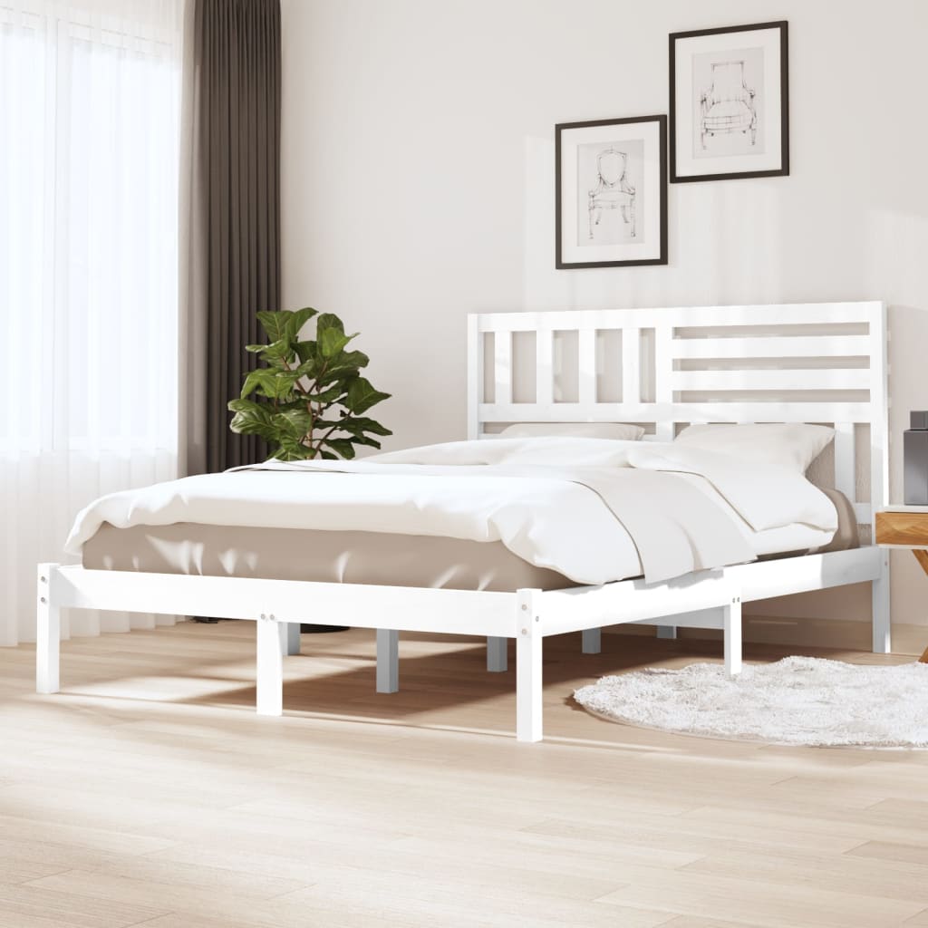 Okvir za krevet od masivne borovine bijeli 120 x 200 cm