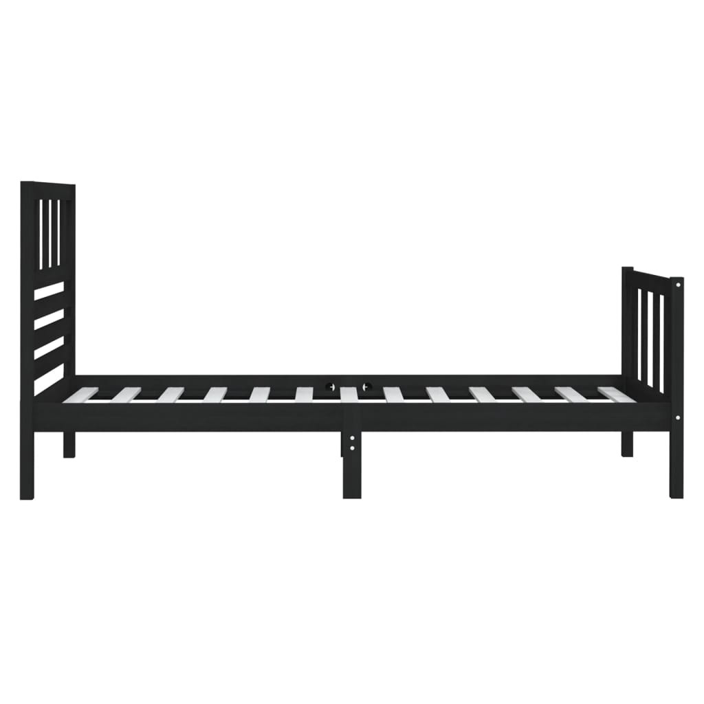 Okvir za krevet crni 75x190 cm jednokrevetni masivno drvo