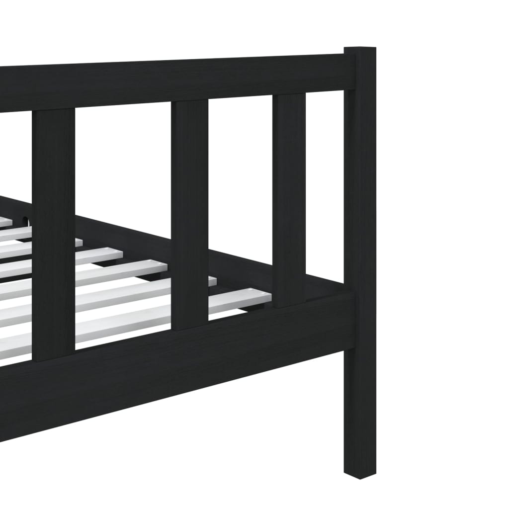 Okvir za krevet crni 75x190 cm jednokrevetni masivno drvo