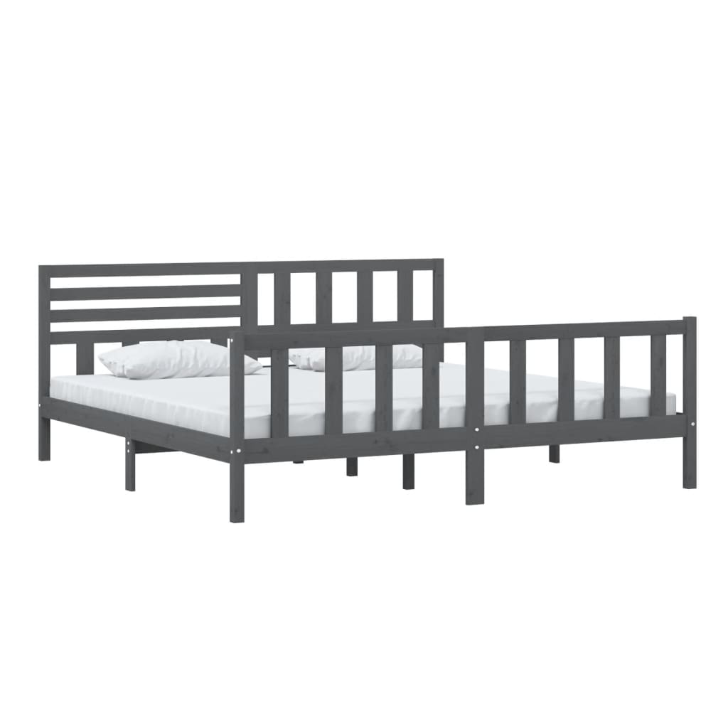 Okvir za krevet od masivnog drva sivi 200 x 200 cm