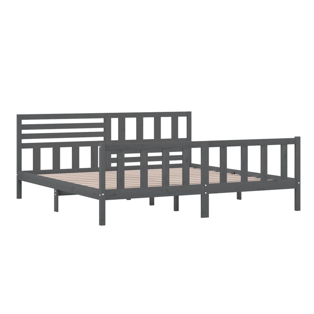 Okvir za krevet od masivnog drva sivi 200 x 200 cm