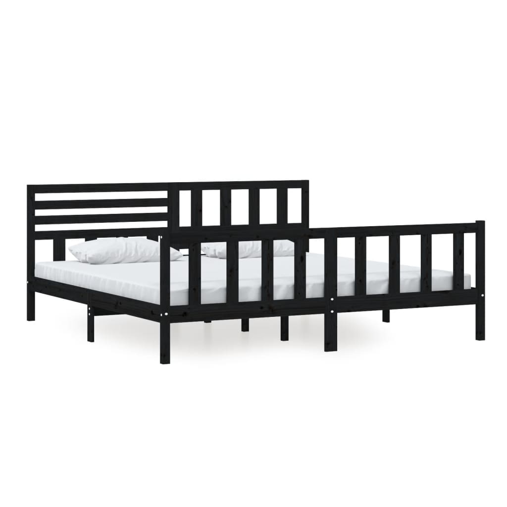 Okvir za krevet od masivnog drva crni 200 x 200 cm