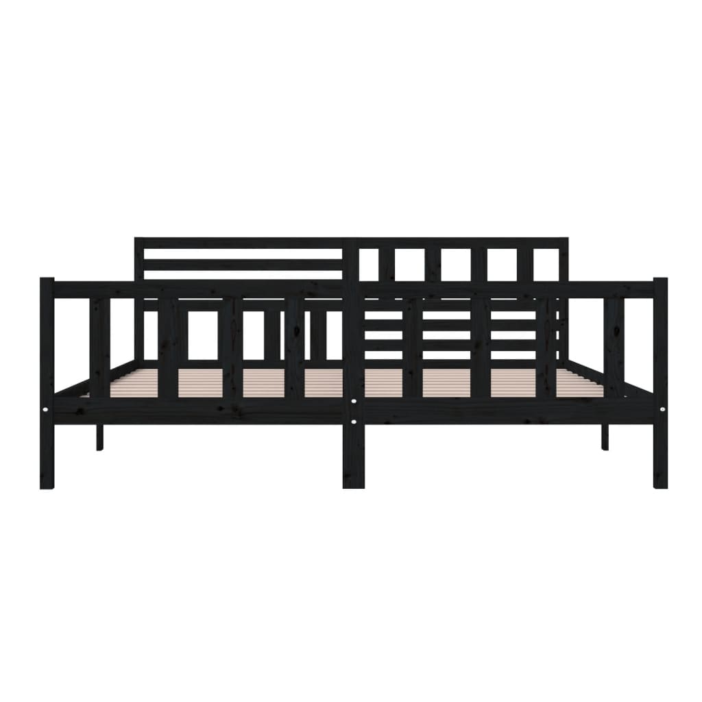 Okvir za krevet od masivnog drva crni 200 x 200 cm