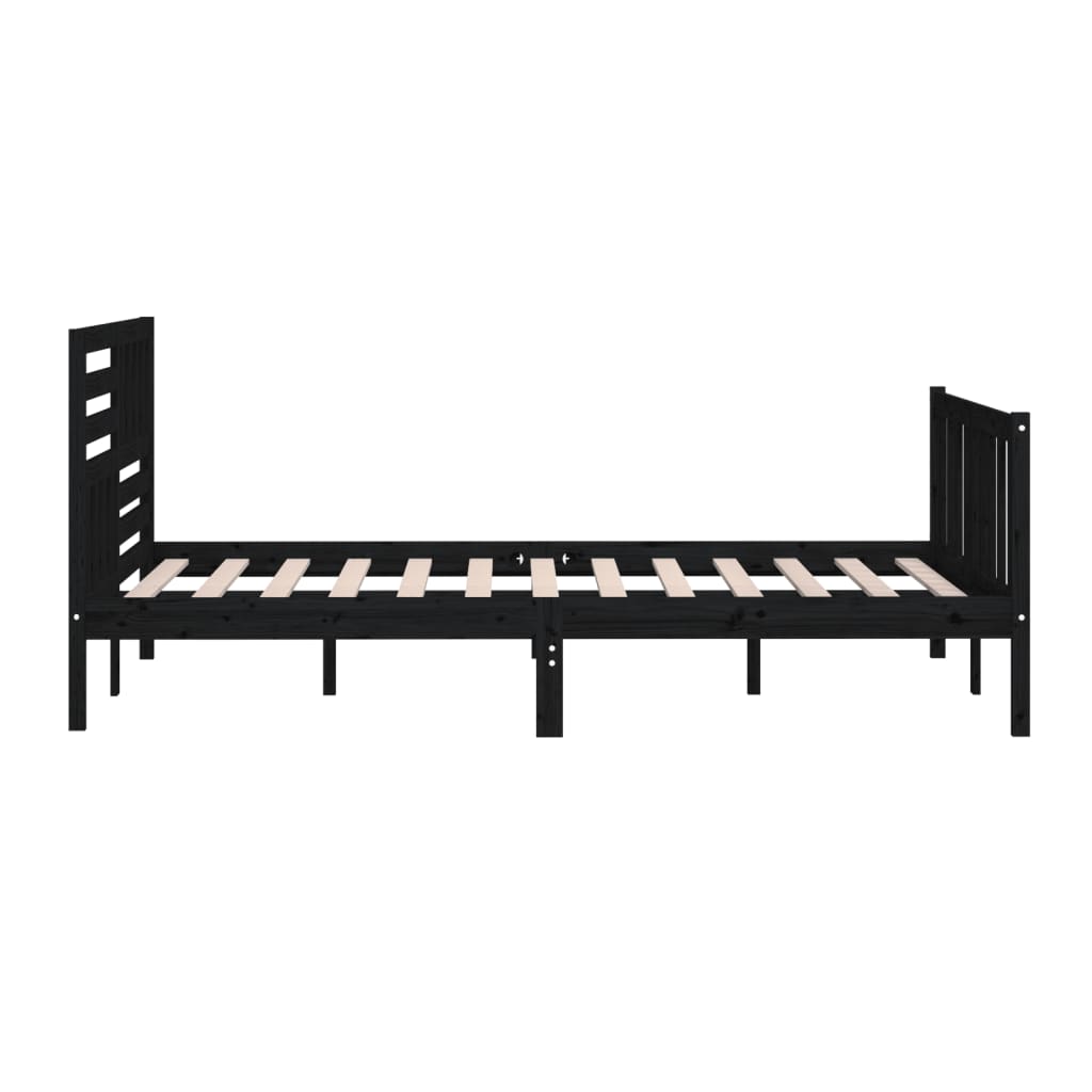 Okvir za krevet od masivnog drva crni 200 x 200 cm