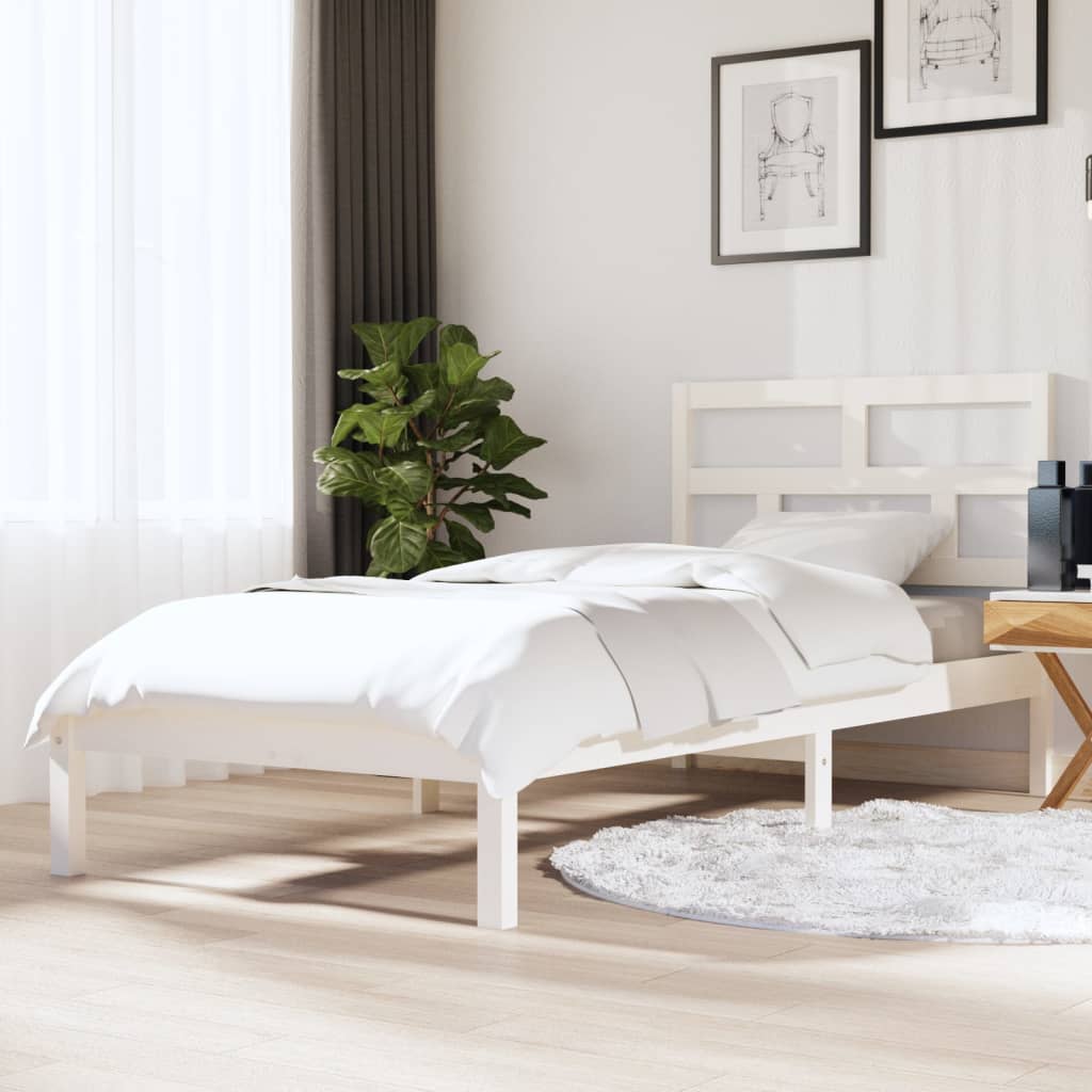 Okvir za krevet bijeli 90x190 cm jednokrevetni masivno drvo