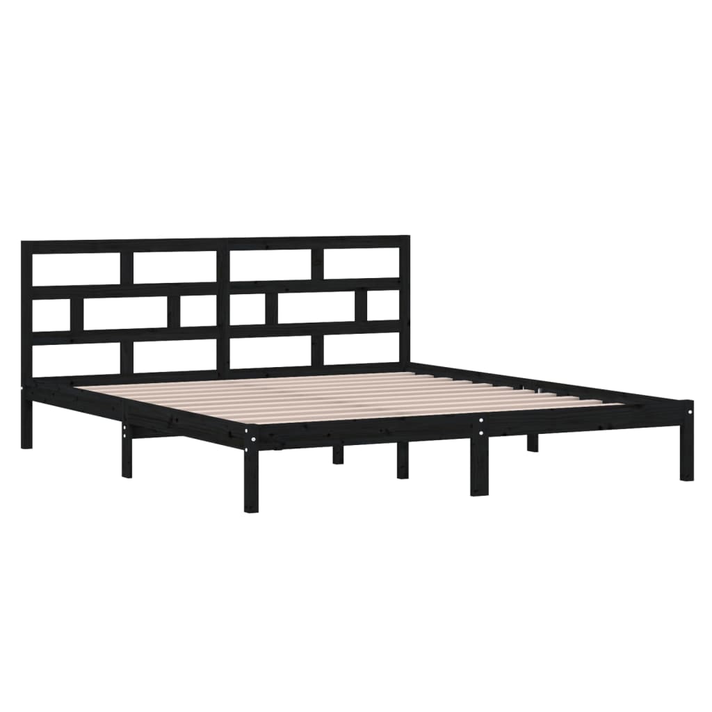 Okvir za krevet od masivnog drva crni 135 x 190 cm bračni