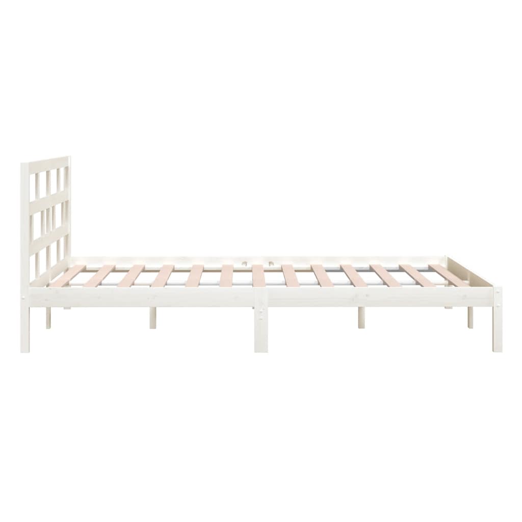 Okvir za krevet od masivne borovine bijeli 140 x 190 cm