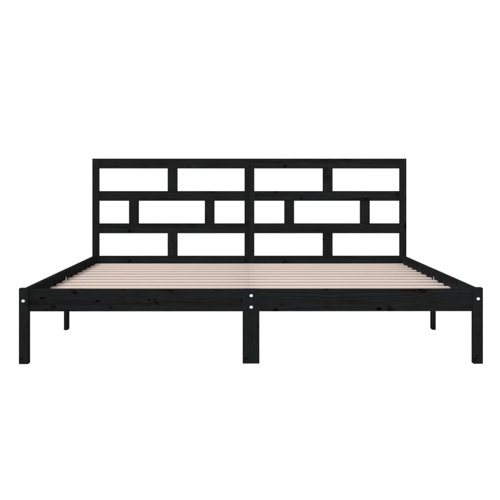 Okvir za krevet od masivne borovine crni 140 x 190 cm