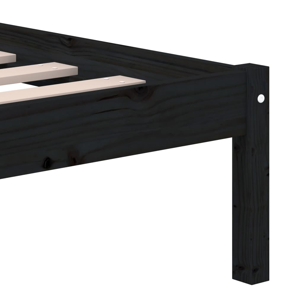 Okvir za krevet od masivne borovine crni 140 x 190 cm