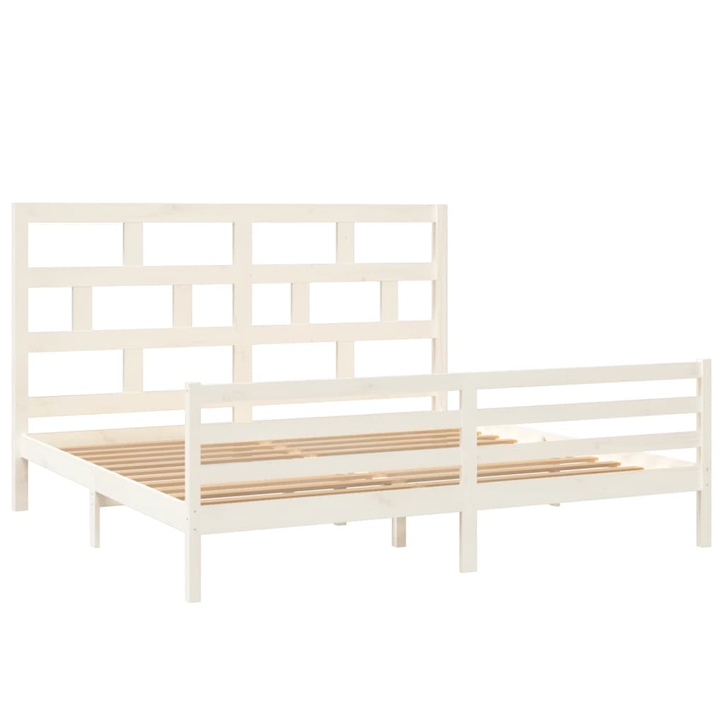 Okvir za krevet od masivne borovine bijeli 200 x 200 cm