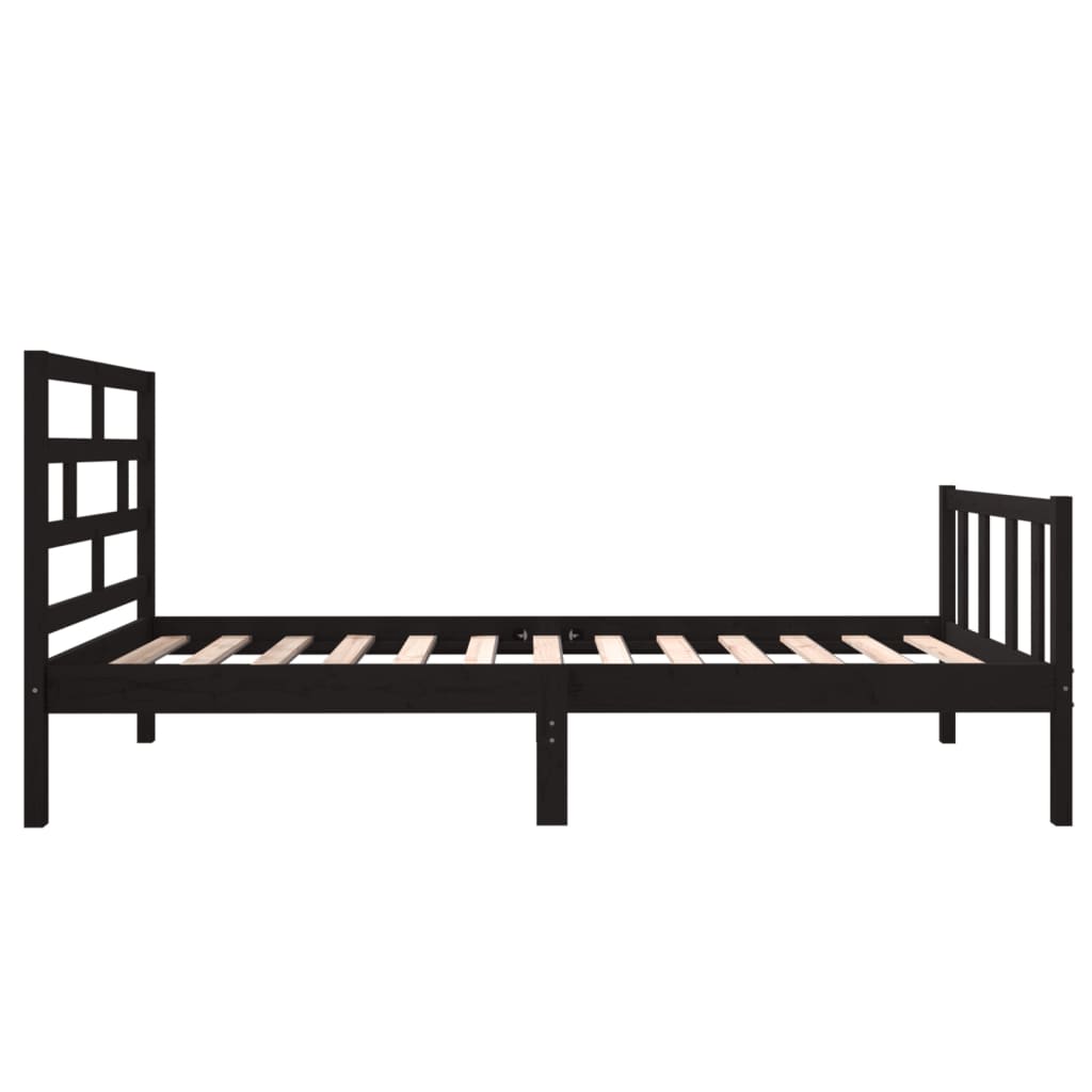 Okvir za krevet od borovine crni 75 x 190 cm jednokrevetni