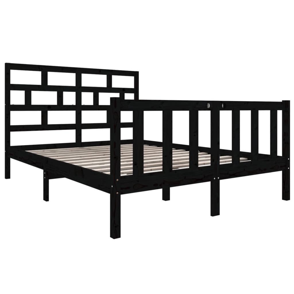 Okvir za krevet od masivne borovine crni 135x190 cm bračni