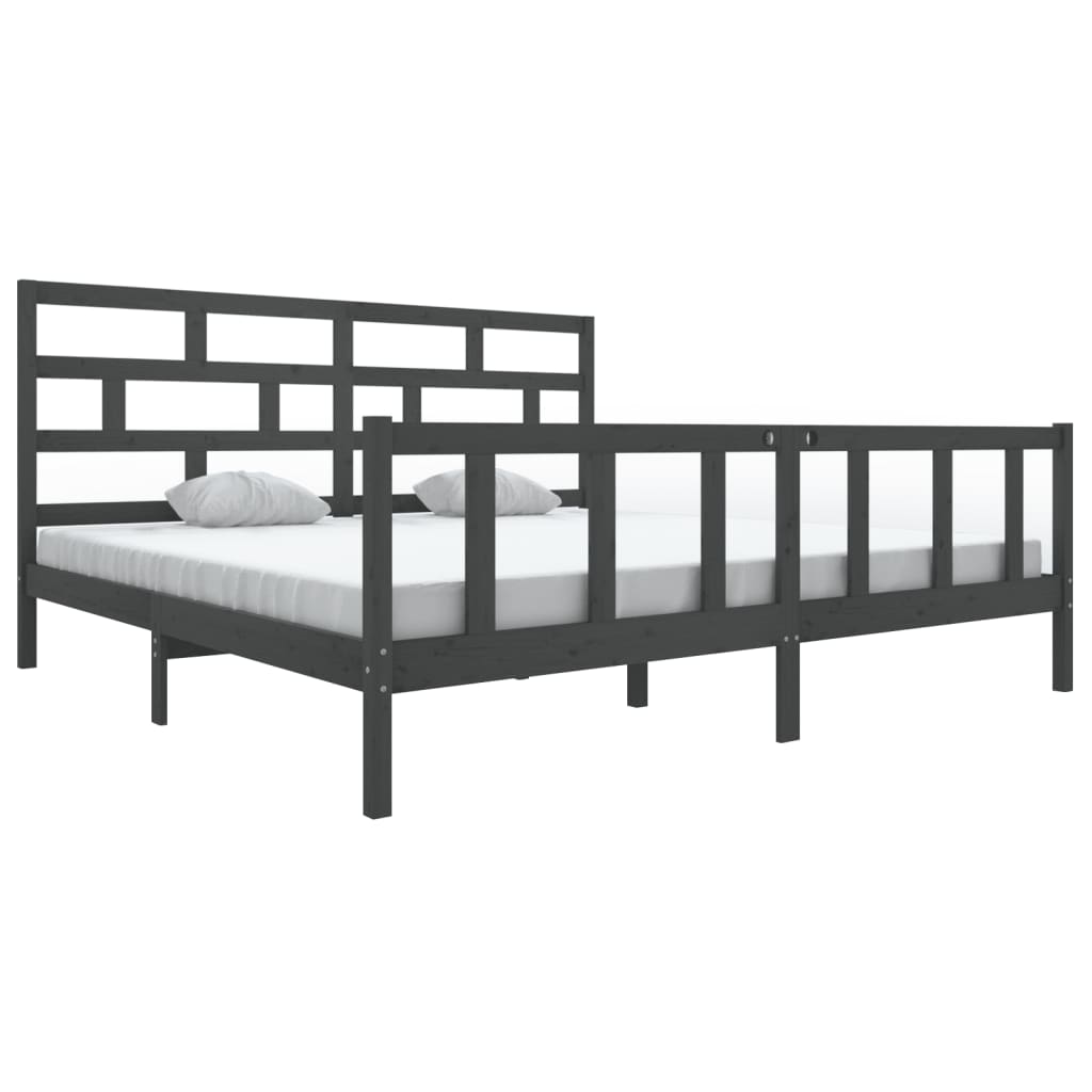 Okvir za krevet od masivne borovine sivi 200 x 200 cm