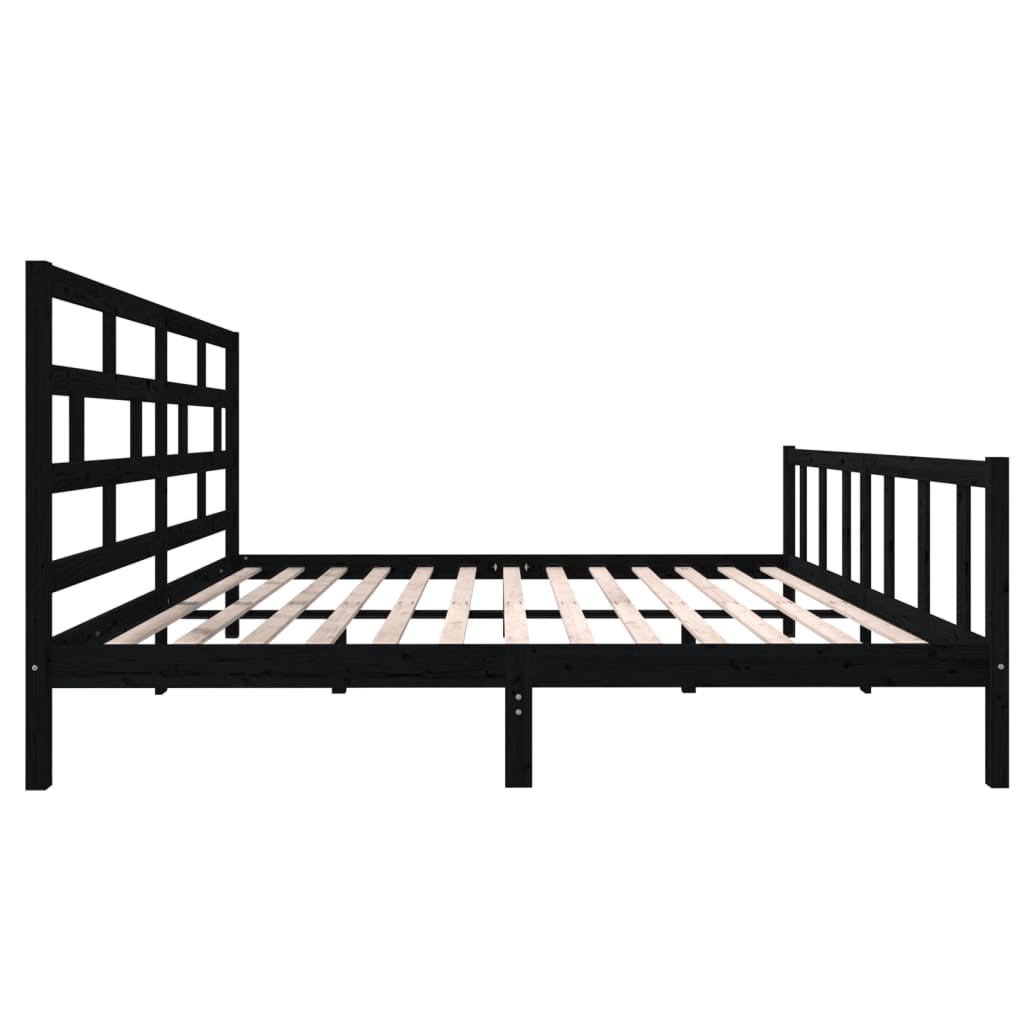 Okvir za krevet od masivne borovine crni 200 x 200 cm