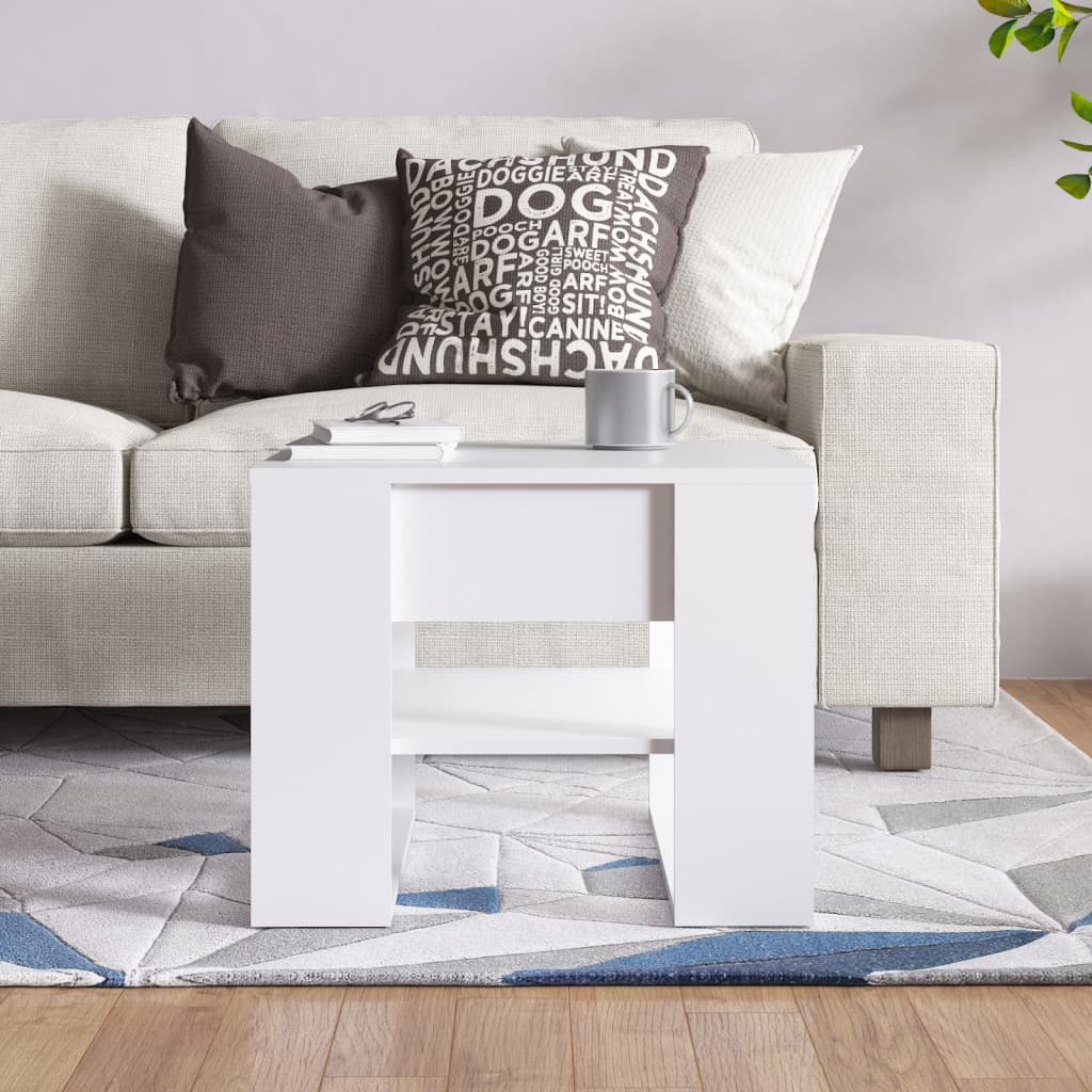 Stolić za kavu bijeli 55,5x55x45 cm od konstruiranog drva