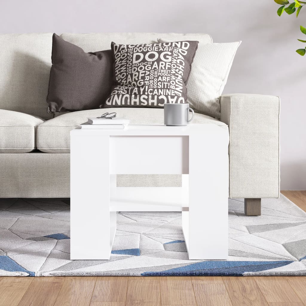 Stolić za kavu sjajni bijeli 55,5x55x45 cm konstruirano drvo