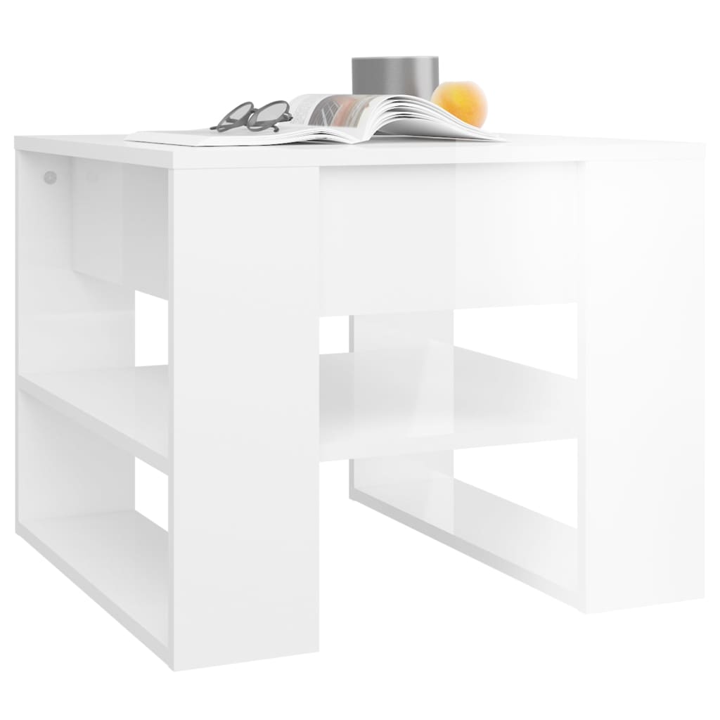 Stolić za kavu sjajni bijeli 55,5x55x45 cm konstruirano drvo