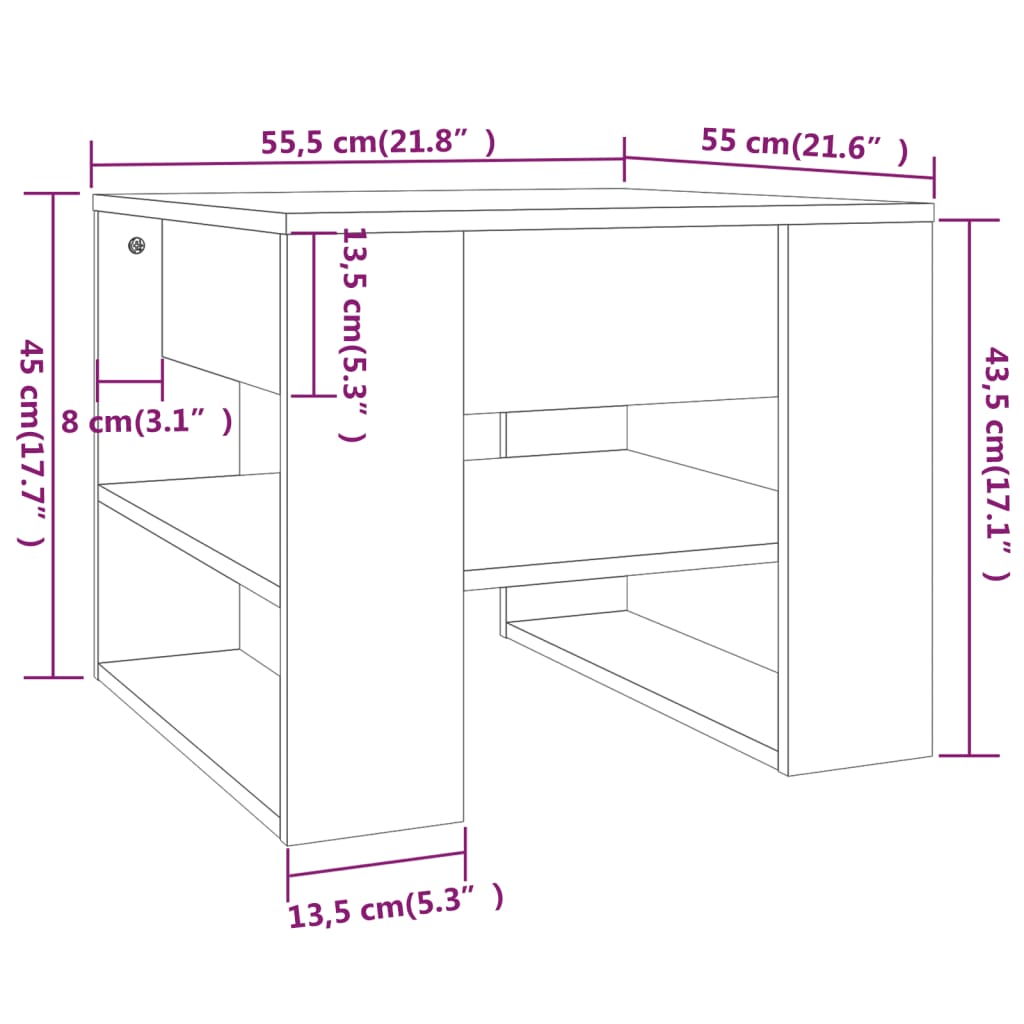 Stolić za kavu sjajni bijeli 55,5x55x45 cm konstruirano drvo