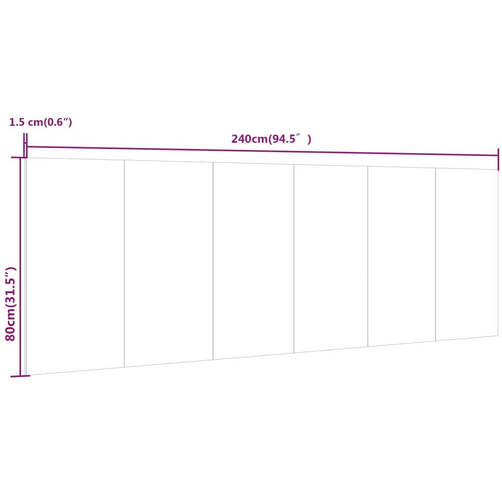 Uzglavlje za krevet siva boja betona 240 x 1,5 x 80 cm drveno
