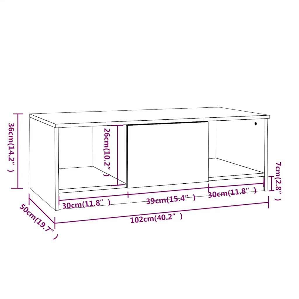 Stolić za kavu boja hrasta 102x50x36 cm konstruirano drvo