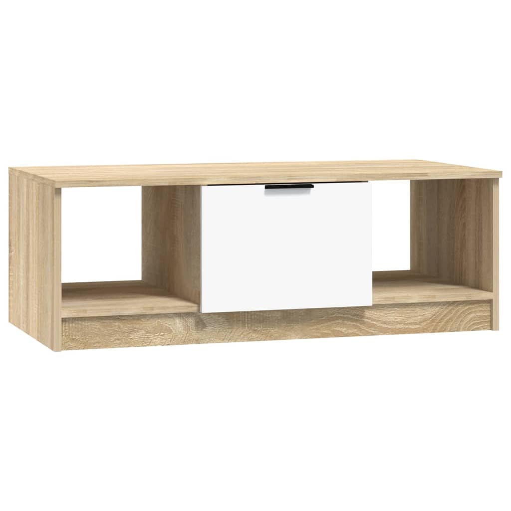 Stolić za kavu bijeli i hrast 102x50x36 cm konstruirano drvo