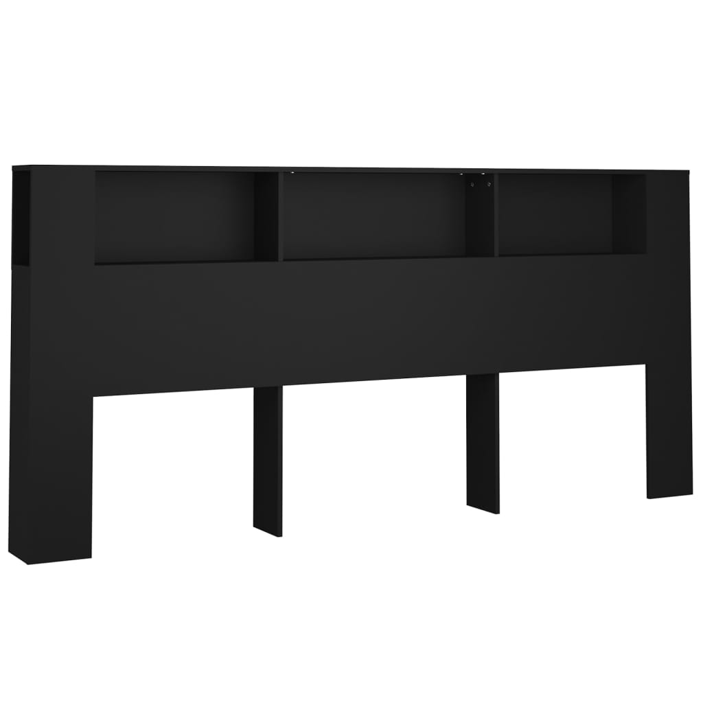 Uzglavlje s ormarićem crno 220x18,5x104,5 cm