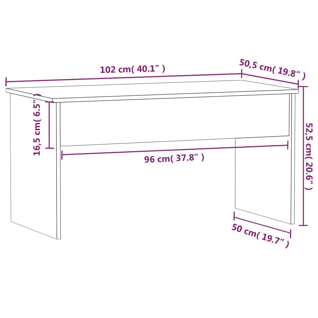 Stolić za kavu bijeli 102x50,5x52,5 cm od konstruiranog drva
