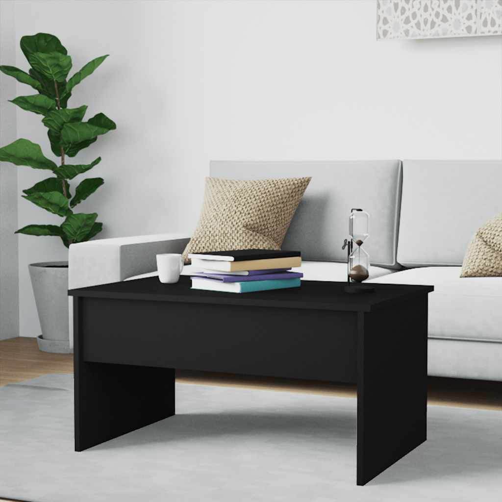 Stolić za kavu crni 80 x 50,5 x 41,5 cm od konstruiranog drva