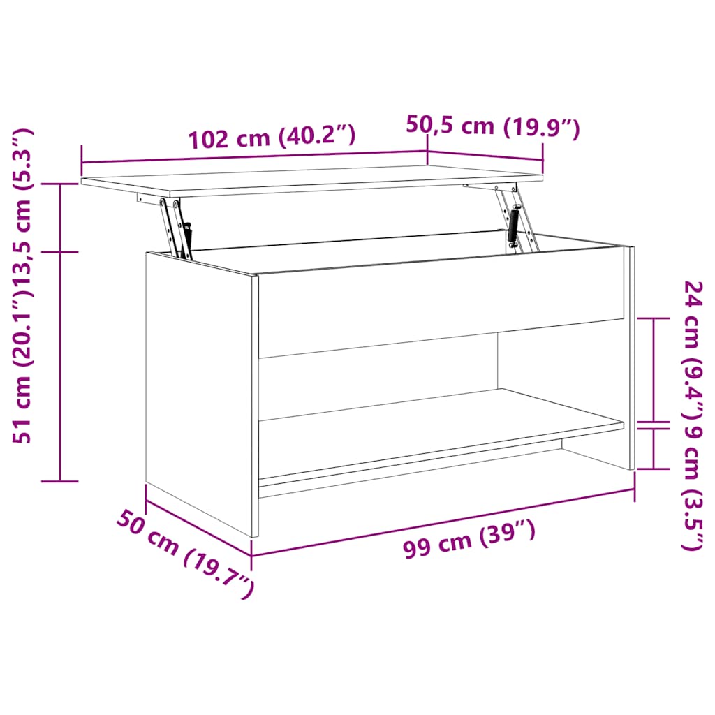 Stolić za kavu sjajni bijeli 102x50,5x52,5 cm konstruirano drvo
