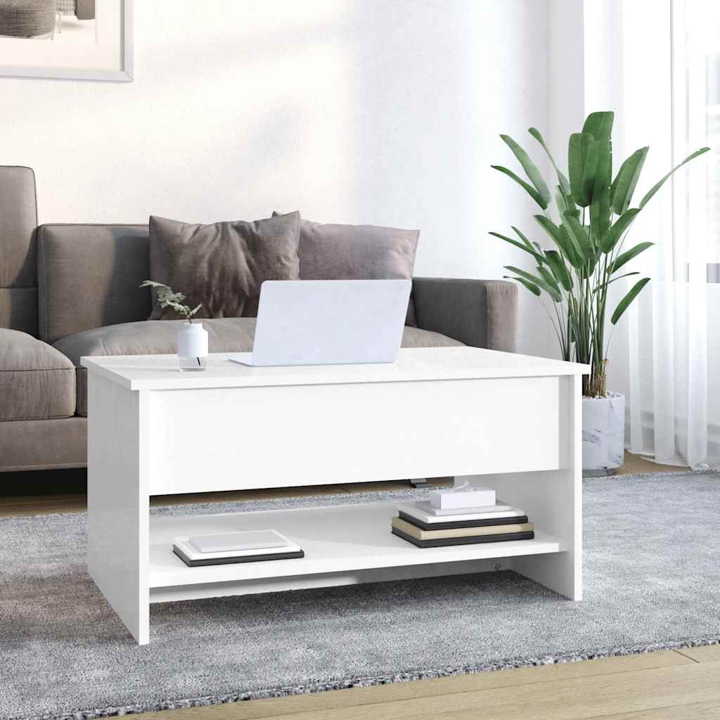 Stolić za kavu sjajni bijeli 80x50x40 cm konstruirano drvo