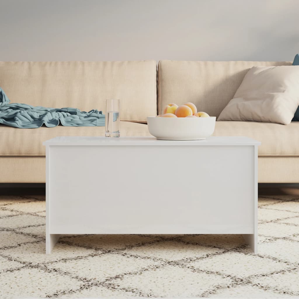 Stolić za kavu sjajni bijeli 102x55,5x52,5 cm konstruirano drvo