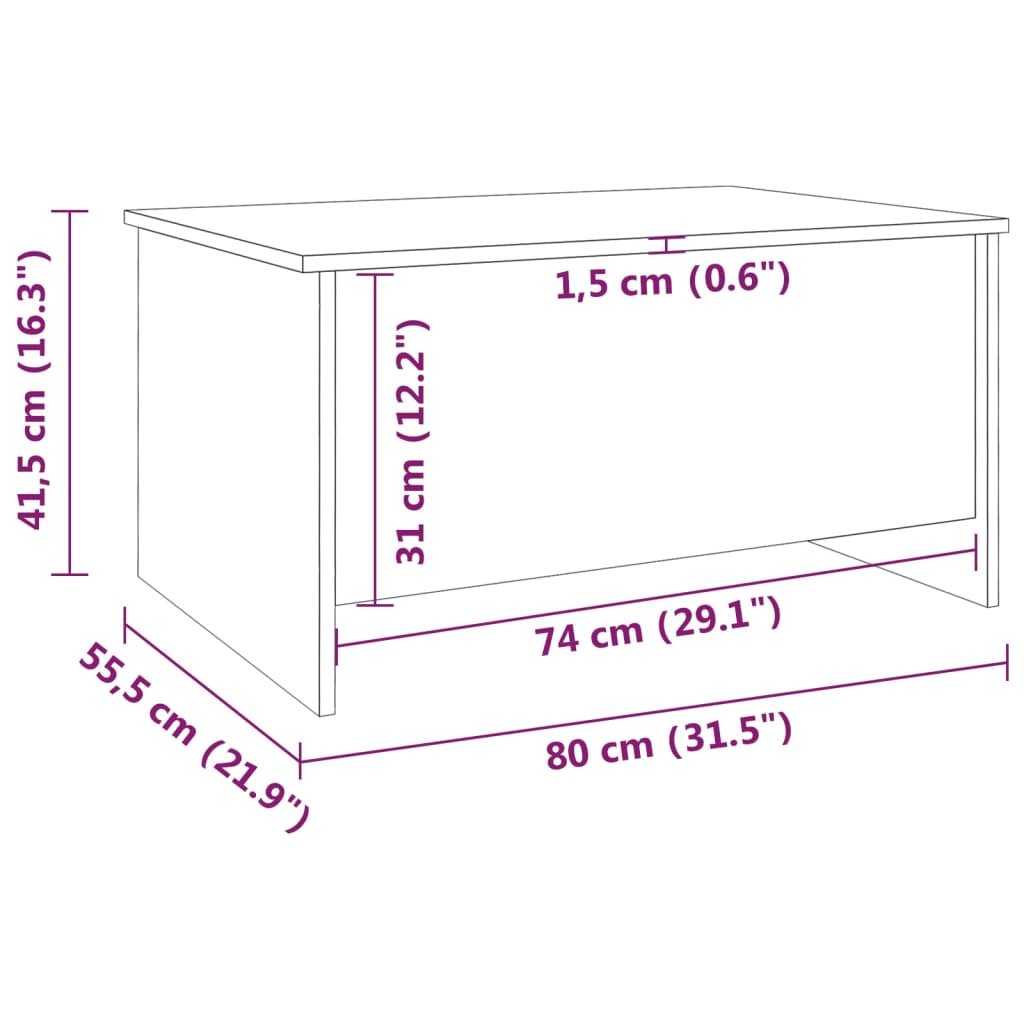 Stolić za kavu crni 80x55,5x41,5 cm od konstruiranog drva