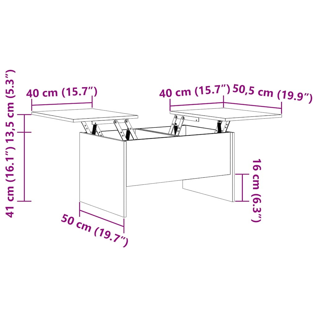 Stolić za kavu crni 80x50x42,5 cm od konstruiranog drva