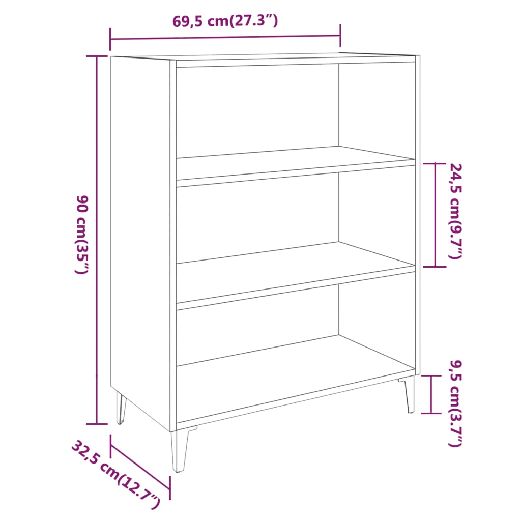 Komoda bijela 69,5x32,5x90 cm od konstruiranog drva