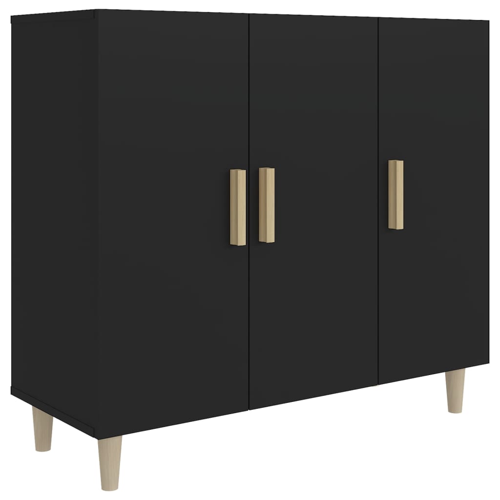 Komoda crna 90x34x80 cm od konstruiranog drva