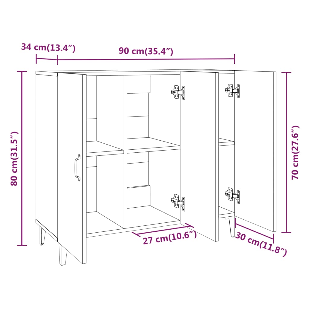 Komoda boja hrasta sonome 90x34x80 cm od konstruiranog drva