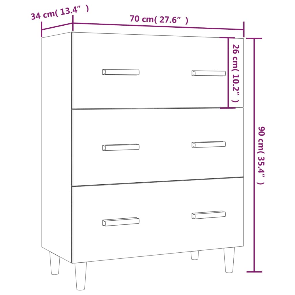 Komoda boja dimljenog hrasta 70x34x90 cm od konstruiranog drva